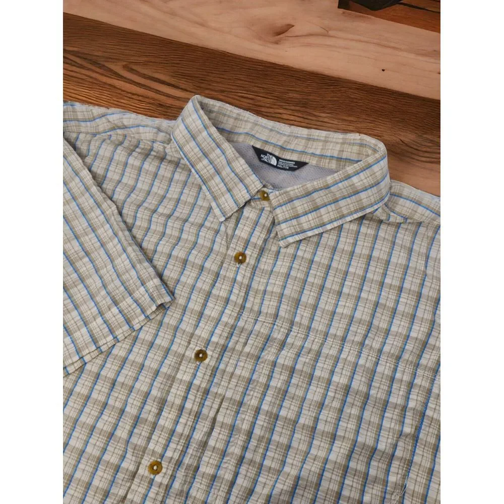 The North Face Seersucker Shirt Mens 2XL‎ Plaid Button-Up Hiking Lightweight TNF